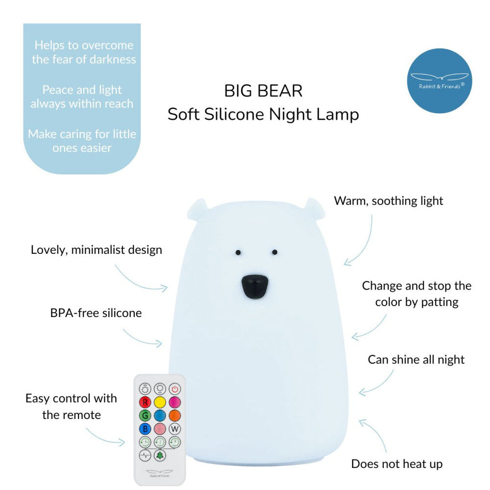 Big Bear Silicone Lamp with Remote - Blue