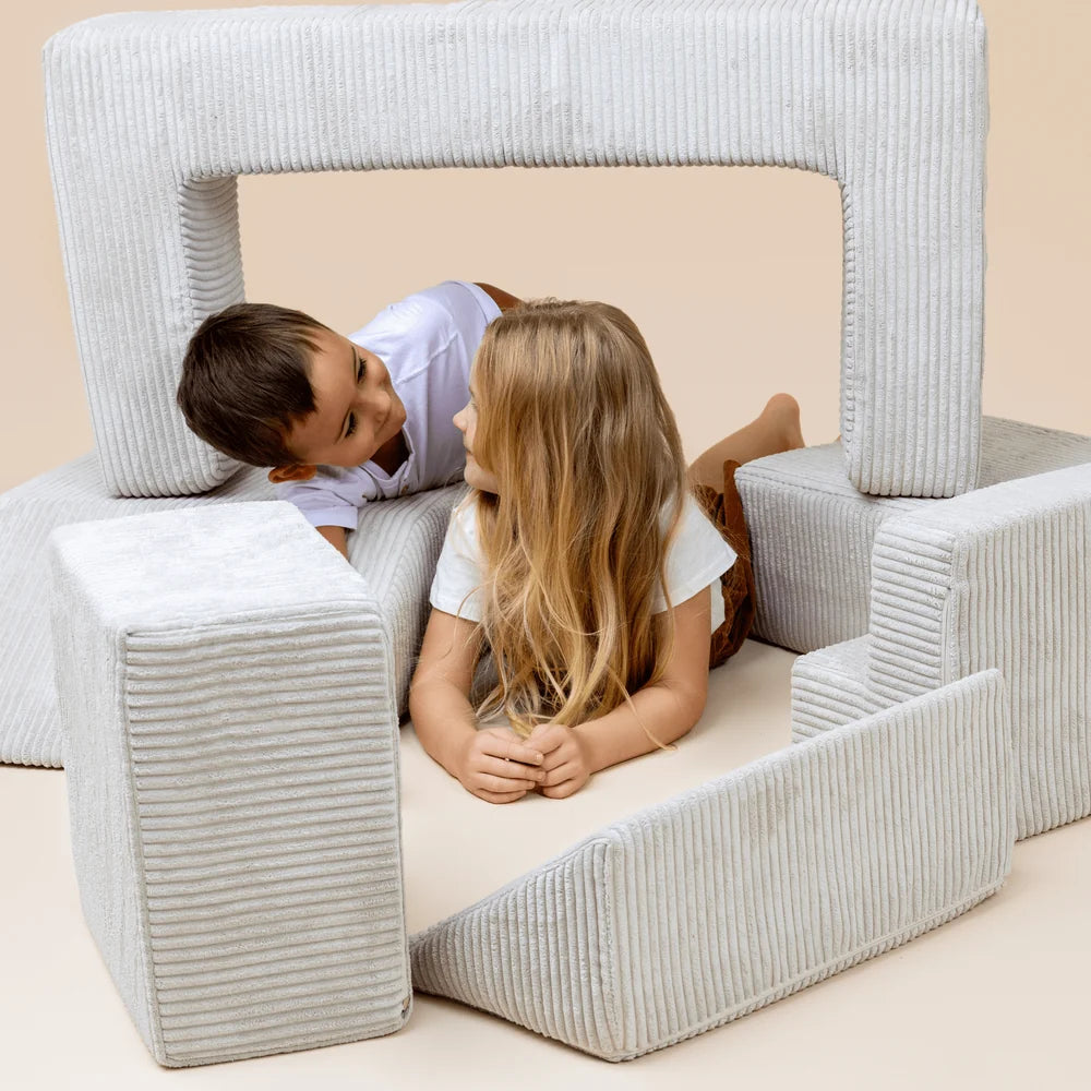 Soft Velvet Bricks Sofa - Ecru