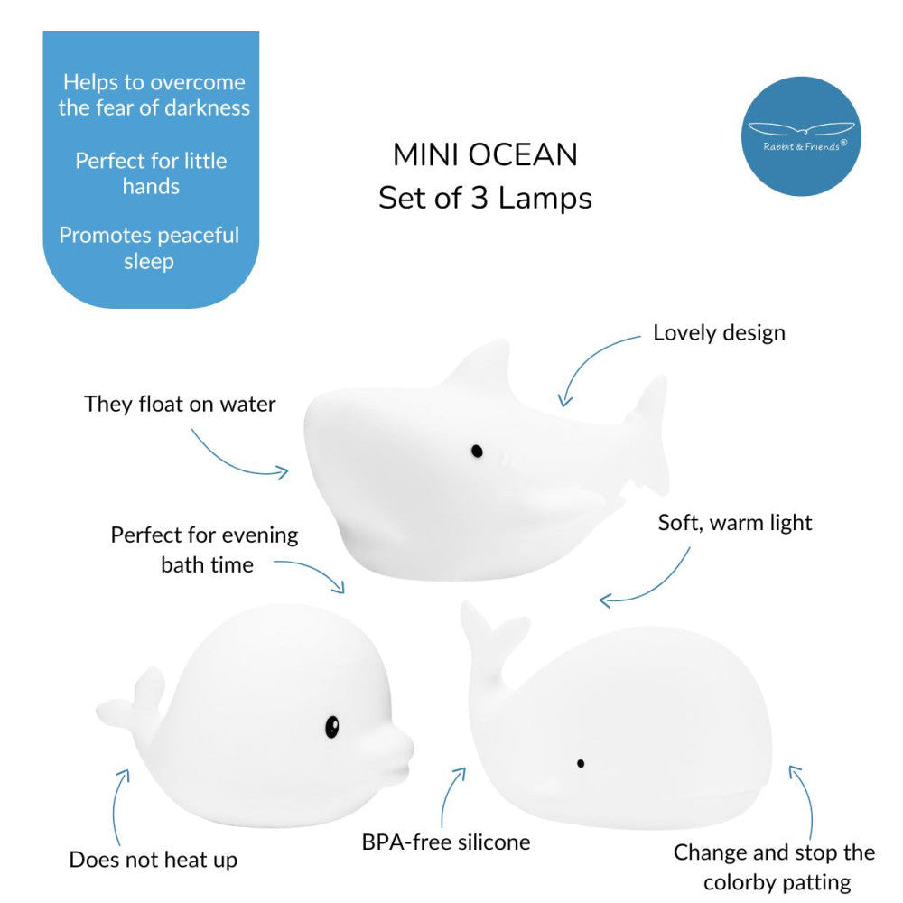Waterproof Set of 3 Mini Marine Silicone Lamps