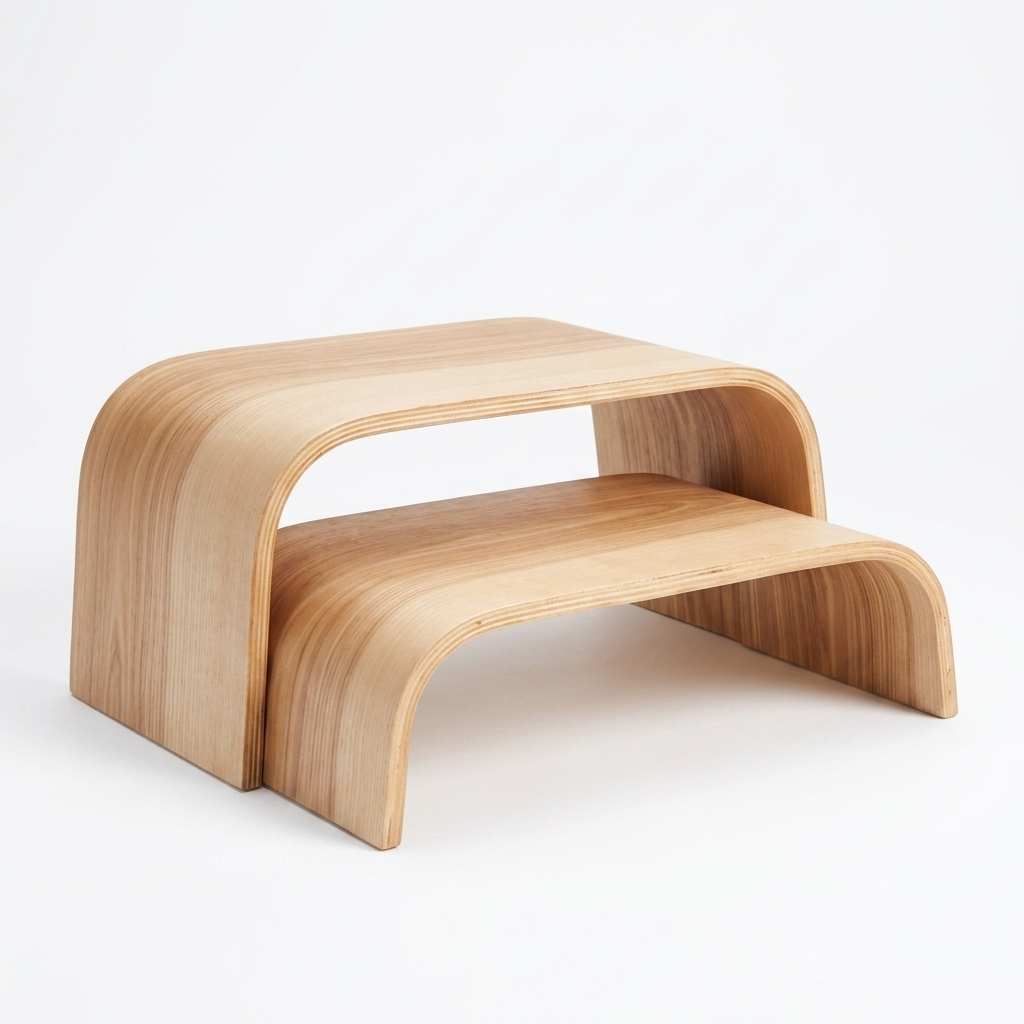 Adjustable Wooden Step Stools - Set of 2
