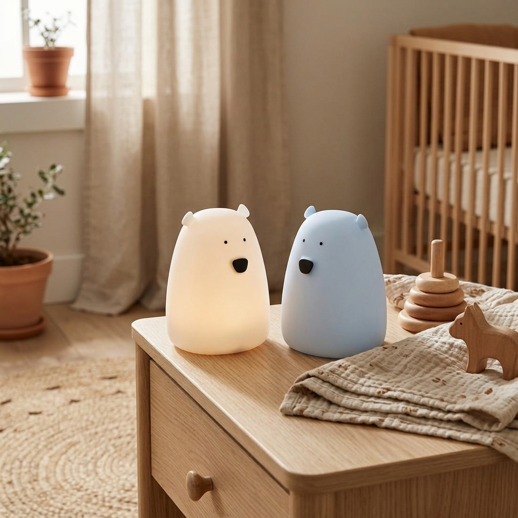 Set of 2 Mini Bear Lights - White and Arctic Blue