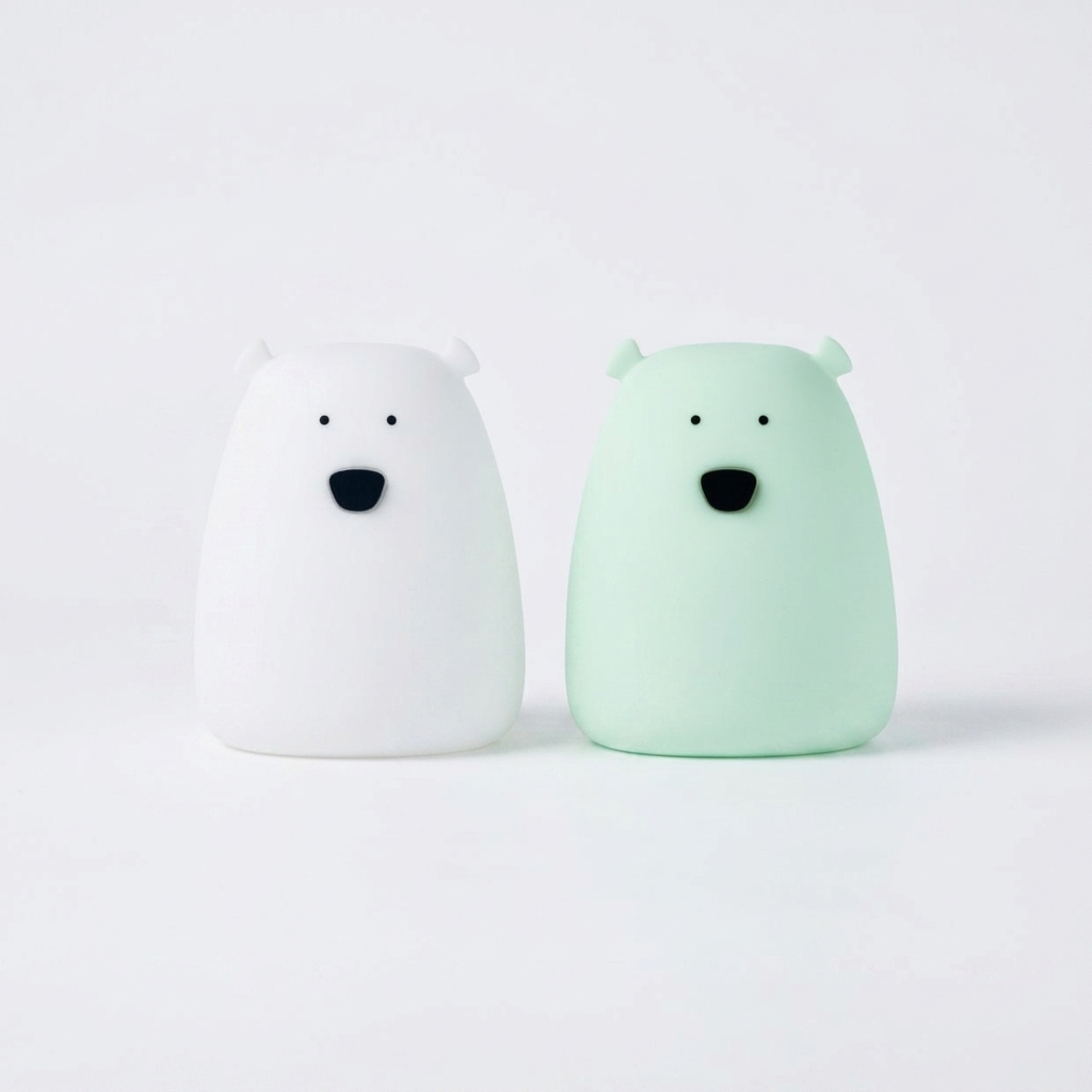 Set of 2 Mini Bear Lights - White and Arctic Green