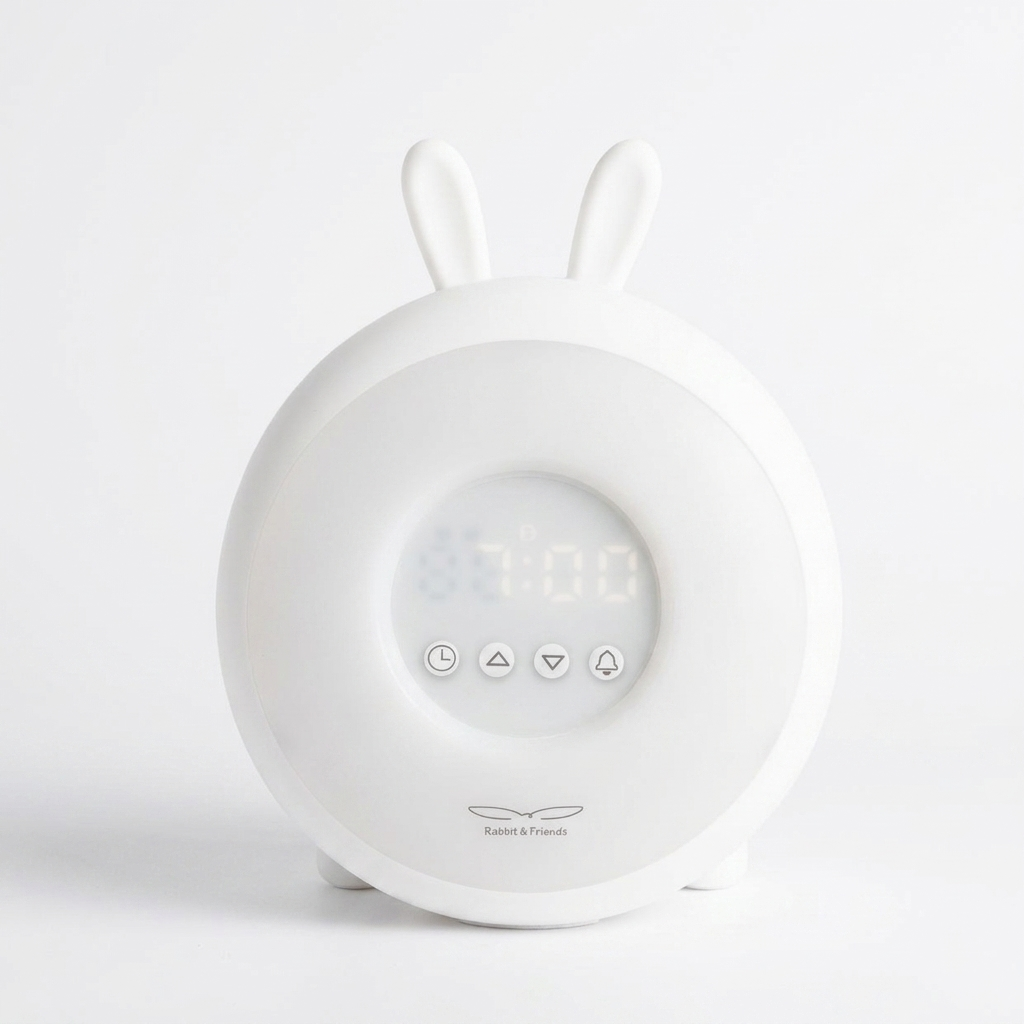 Rabbit Lamp with Alarm Clock – White