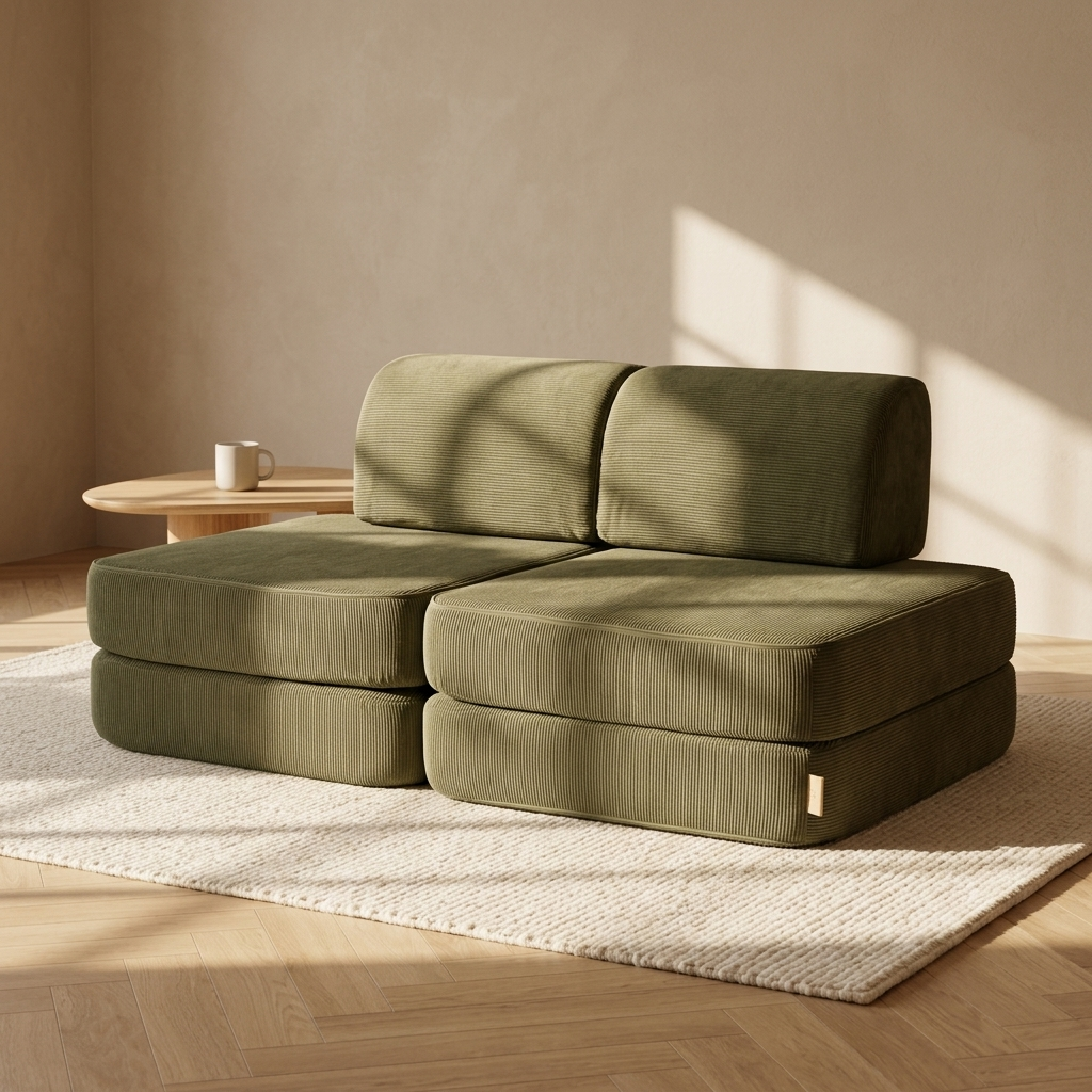 Small Modular Sofa for Kids - Slimcord Lime
