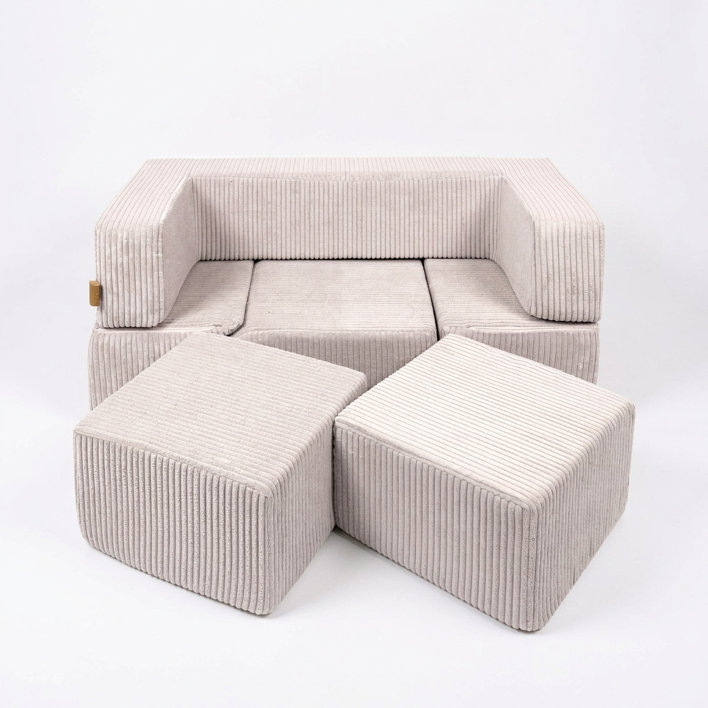 Soft Velvet Bricks Sofa - Ecru