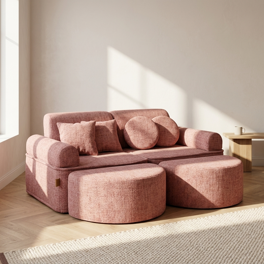 Medium Modular Sofa for Kids - Tangle Bubblegum Pink Plus
