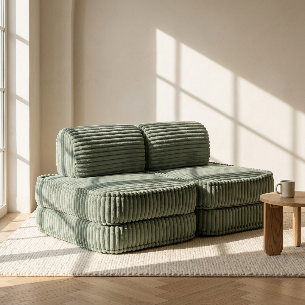Small Modular Sofa for Kids - Churros Sage Green